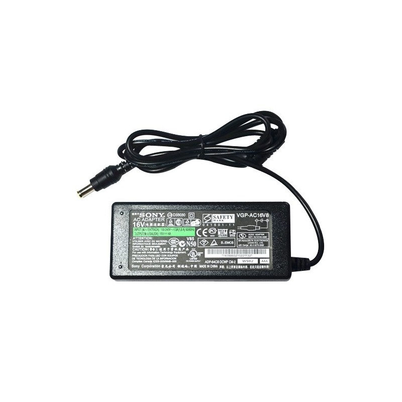 Genuine 64W Sony PCGA-AC16V8 PCGA-AC51 AC Adapter Charger Power Cord
