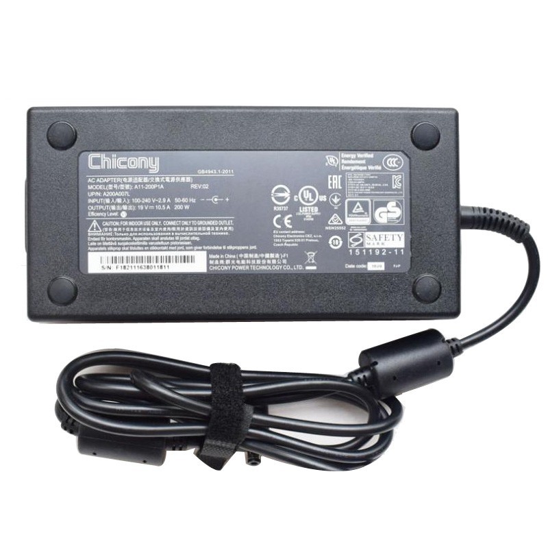 Genuine 200W Clevo P650RG-G P650RG AC Adapter Charger + Free Cord