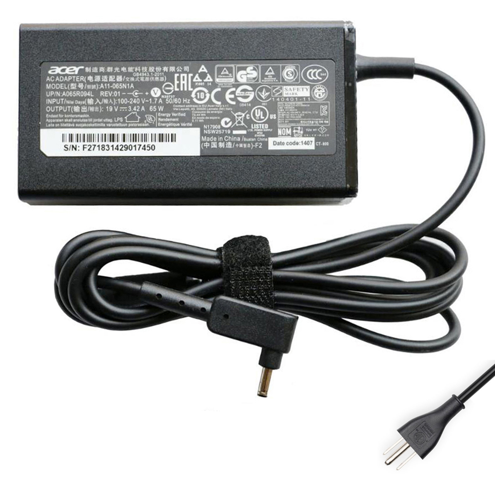 19V 3.42A 65W Acer 3.0mm 1.1mm AC Adapter Charger