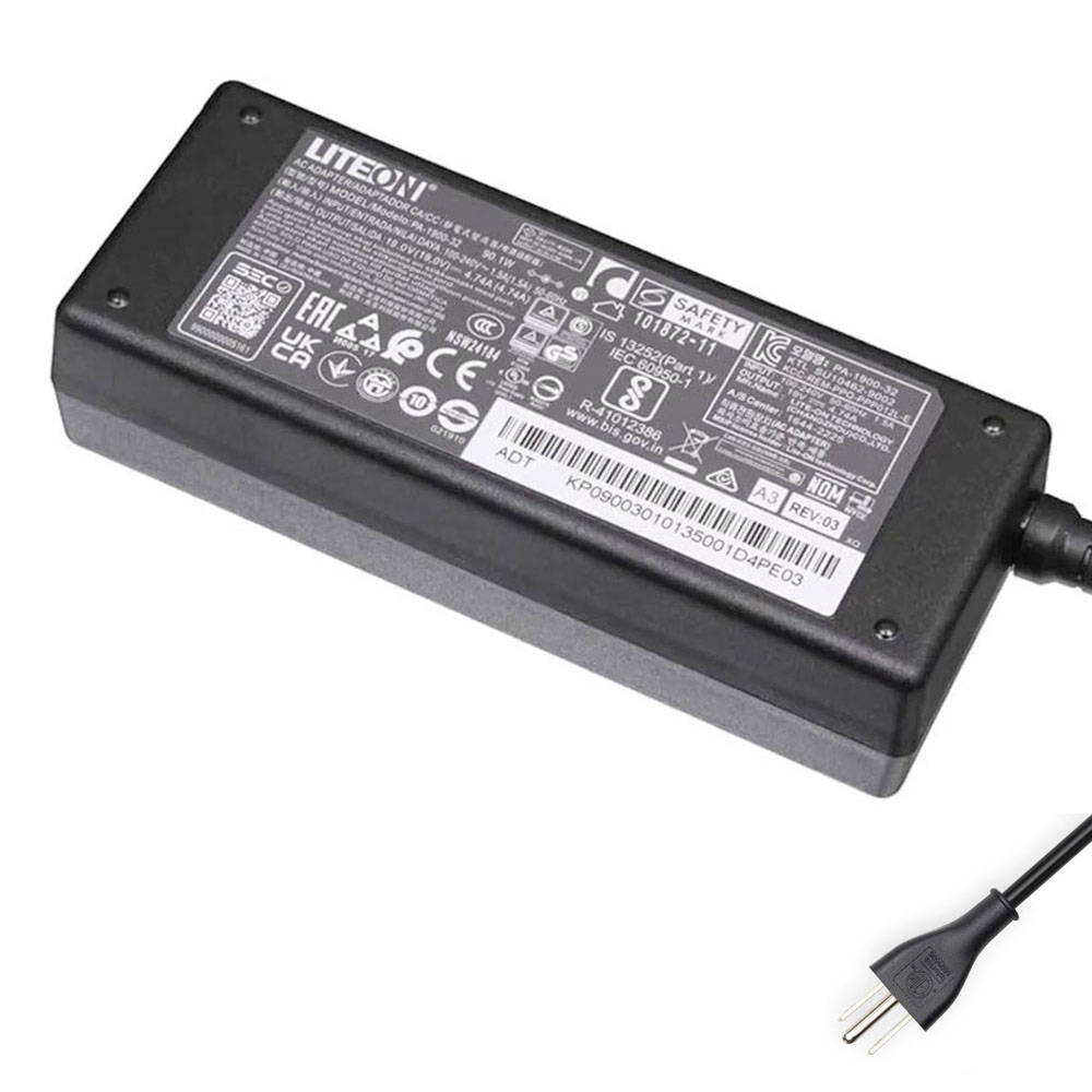 19V 4.74A 90W Acer 3.0mm 1.1mm AC Adapter Charger
