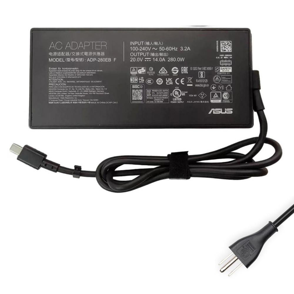 20V 14A 280W Asus Rectangle Conn AC Adapter Charger