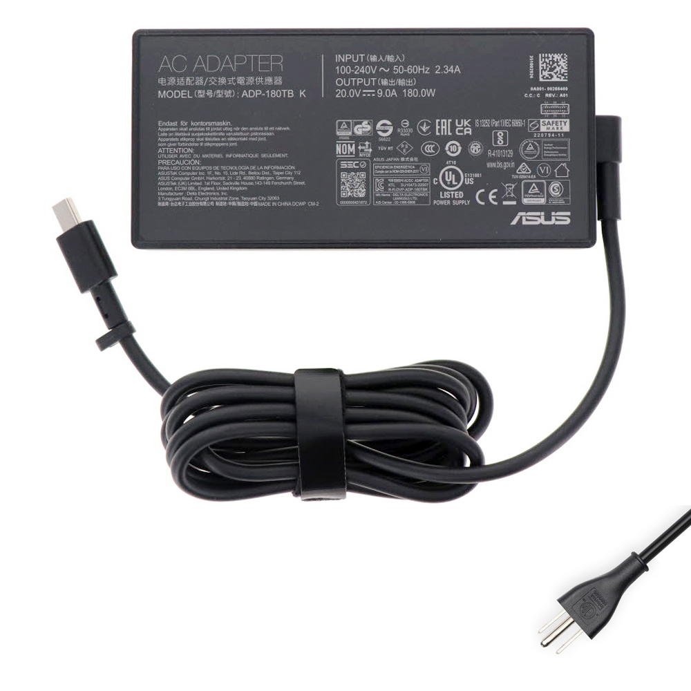 20V 9A 180W Asus Rectangle Conn AC Adapter Charger