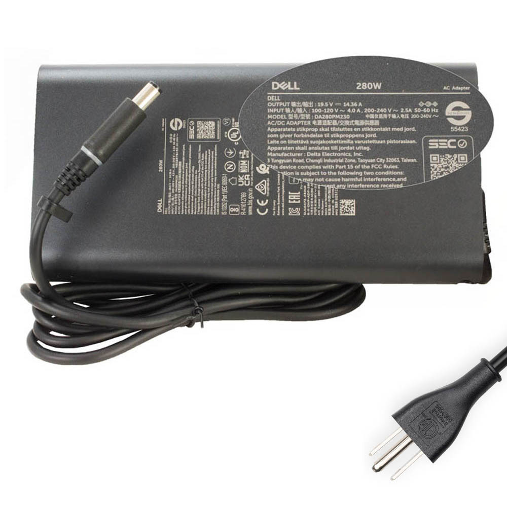 19.5V 14.36A 280W Dell 7.4mm 5.0mm Curved AC Adapter Charger