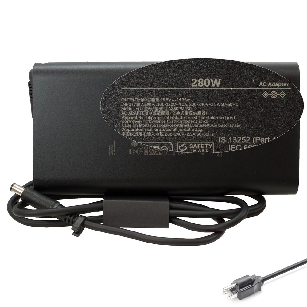 19.5V 14.36A 280W Replacement Dell 7.4mm 5.0mm Curved AC Adapter Charger