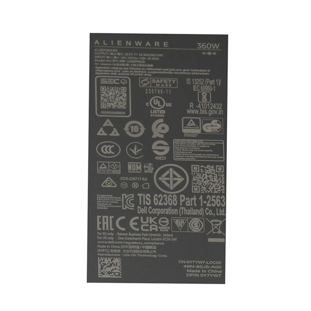 19.5V 18.46A 360W Dell 7.4mm 5.0mm GaN AC Adapter Charger - Image 2