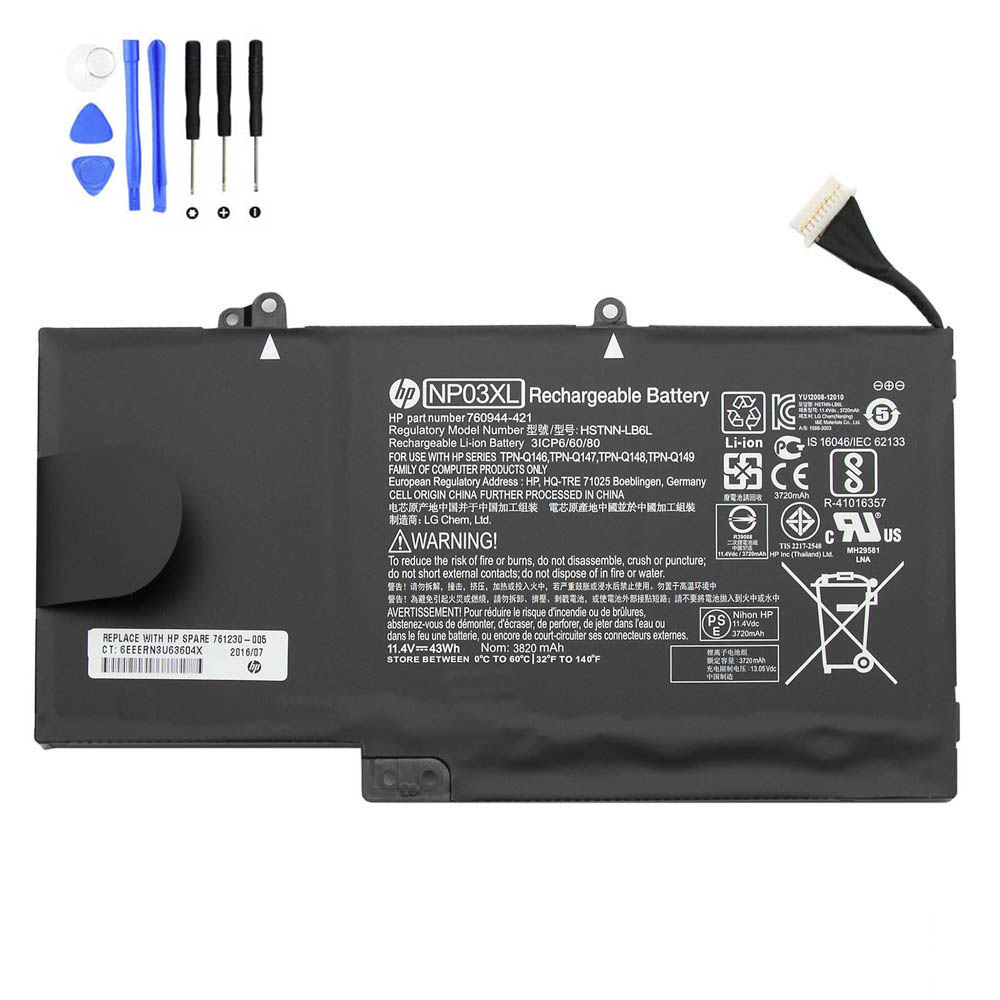 43Wh HP NP03XL Battery