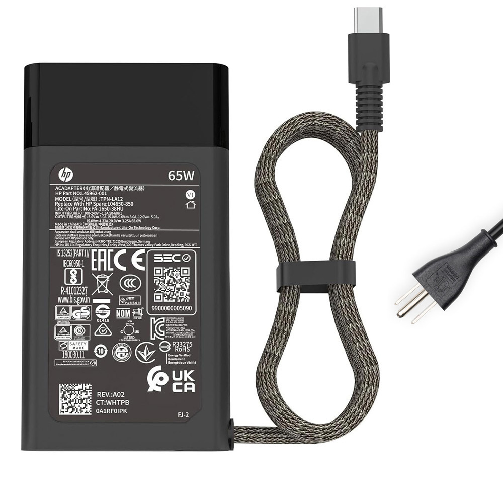 20V 3.25A 65W HP USB-C Adapter Charger with Rounded Corners