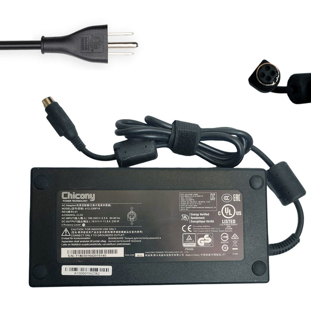 19.5V 11.8A 230W MSI Round 4-pole AC Adapter Charger