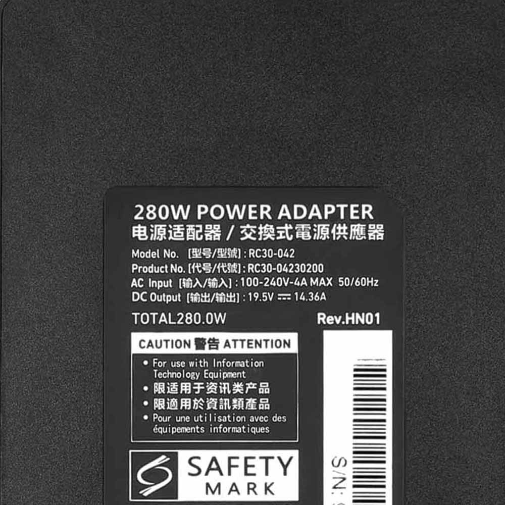 19.5V 14.36A 280W Razer 3-Pin Tip GAN Adapter Charger - Image 3