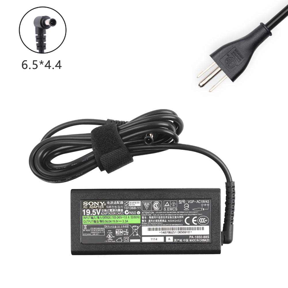 19.5V 3A 60W Sony 6.5mm 4.4mm AC Adapter Charger
